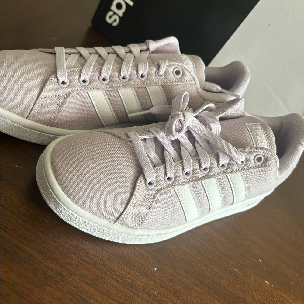 Adidas Purple and White Sneakers Casual Athletic Style